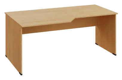 EZL 28 - 188 stůl kancelářský, rohový, levý, dřevěná podnož, deska 25 mm, široký 1800 mm, javor horský